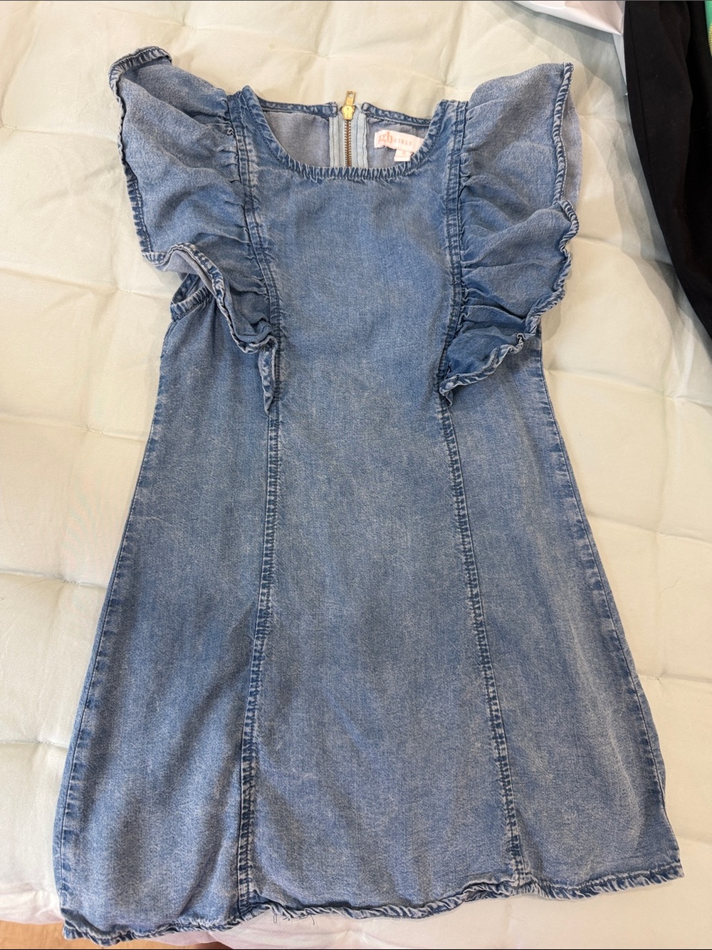 GB girls Light Blue Denim Dress with Flutter Sleeves